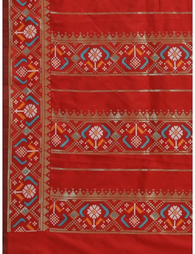 KAPAAHA Woven Navratan Patola Saree (Firozi)